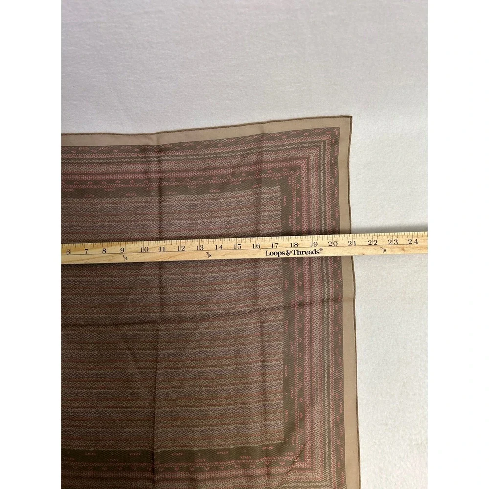 Vintage Aesthetic Womens OS Brown Pink Geometric Square Neck Scarf 20in
